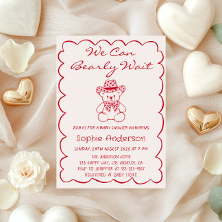 Invitation Cute We Can Bearly Wait Teddy Bear Baby Shower
