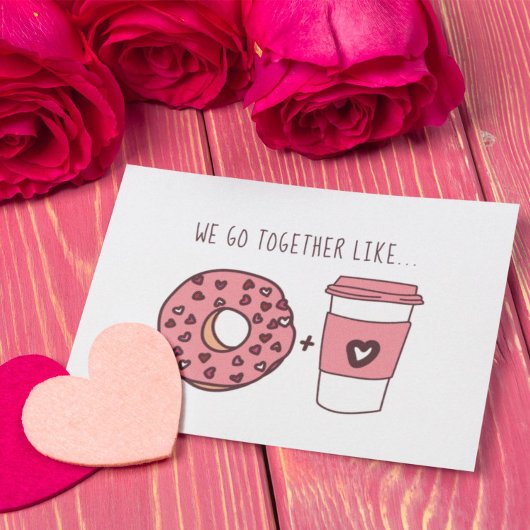 Invitation Cute We Go Together Like Donuts & Coffee Valentine