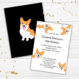 Invitation Cute Welsh Pembroke Corgi Puppy Anniversaire