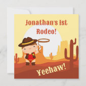 Invitation Cute Western Cowboy 1er rodéo Age 1 anniversaire (Devant)