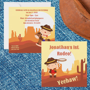 Invitation Cute Western Cowboy 1er rodéo Age 1 anniversaire