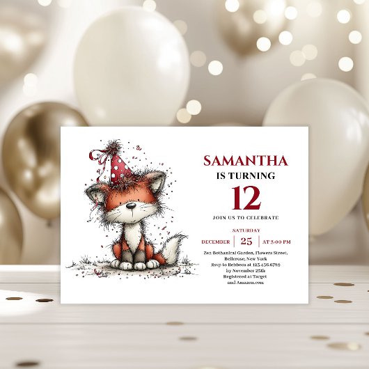 Invitation Cute whimsical animals design kids birthday invite