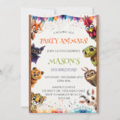 Invitation Cute Whimsical Calling All Party Animals Birthday (Devant)