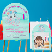 Invitation Cute Whimsical Floral Octopus Anniversaire de enfa