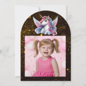 Invitation Cute Whimsical Floral Unicorn Anniversaire de enfa (Dos)
