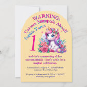 Invitation Cute Whimsical Floral Unicorn Anniversaire de enfa (Devant)