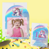 Invitation Cute Whimsical Floral Unicorn Anniversaire de enfa