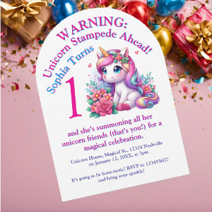 Invitation Cute Whimsical Floral Unicorn Anniversaire de enfa