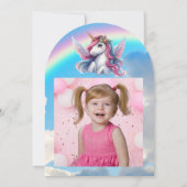 Invitation Cute Whimsical Floral Unicorn Anniversaire de enfa (Dos)