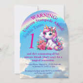 Invitation Cute Whimsical Floral Unicorn Anniversaire de enfa (Devant)
