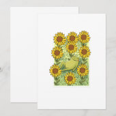 Invitation Cute Whimsical Frog And Sunflowers Illustration (Devant / Derrière)
