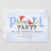 Invitation Cute Whimsical Fun Pool Party QR Code Social Media (Devant)