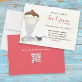 Invitation Cute Whimsical Glace Cream Social Aquarelle QR Cod