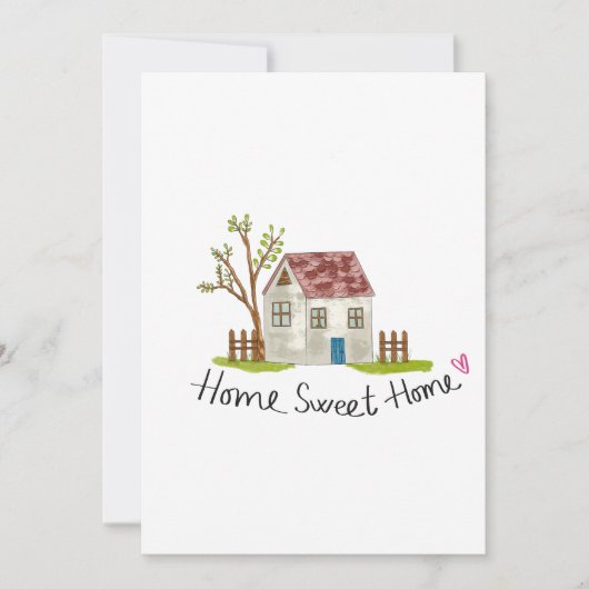 Invitation Cute Whimsical Hand-drawn Home Sweet Home (Devant)