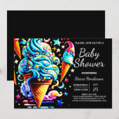 Invitation Cute Whimsical Scoop Ice Cream Baby shower garçon (Devant / Derrière)