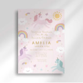 Invitation Cute Whimsical Unicorn Girl 5e anniversaire