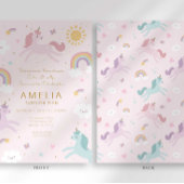Invitation Cute Whimsical Unicorn Girl 5e anniversaire