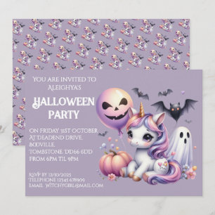 Invitation Cute Whimsical Unicorn Halloween Party