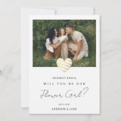 Invitation Cute White Heart Photo Flower Girl Proposal Card (Devant)