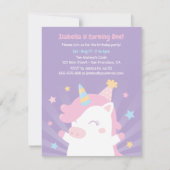 Invitation Cute White Unicorn Et Étoiles Filles Fête Annivers (Devant)