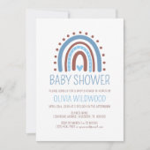 Invitation Cute Wild Boho Rainbow Blue Boy Baby shower (Devant)