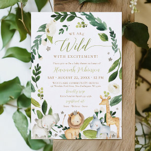 Invitation Cute Wild Jungle Safari Animaux Baby shower Garçon