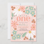 Invitation Cute Wild One Fleur sauvage Daisy Girls 1er annive (Devant)
