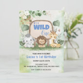 Invitation Cute Wild One jungle Animal 1er anniversaire fête (Debout devant)