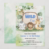 Invitation Cute Wild One jungle Animal 1er anniversaire fête (Devant / Derrière)