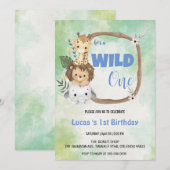 Invitation Cute Wild One jungle Animal 1er anniversaire fête (Devant / Derrière)