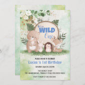 Invitation Cute Wild One jungle Animal 1er anniversaire fête (Devant / Derrière)