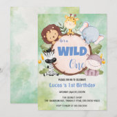 Invitation Cute Wild One jungle Animal 1er anniversaire fête (Devant / Derrière)