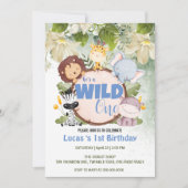 Invitation Cute Wild One jungle Animal 1er anniversaire fête (Devant)
