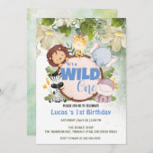 Invitation Cute Wild One jungle Animal 1er anniversaire fête (Devant / Derrière)