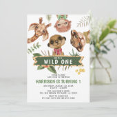 Invitation Cute Wild One Jungle Boy 1er anniversaire (Debout devant)
