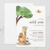 Invitation Cute Wild One Jungle Safari Animals Baby Shower (Devant / Derrière)
