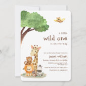 Invitation Cute Wild One Jungle Safari Animals Baby Shower (Devant)