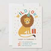 Invitation Cute Wild One Lion 1er anniversaire Safari Party (Devant)
