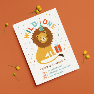 Invitation Cute Wild One Lion 1er anniversaire Safari Party