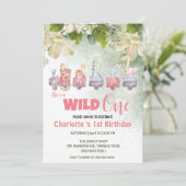 Invitation Cute Wild One safari animal train 1er anniversaire (Debout devant)