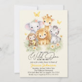Invitation Cute Wild One Safari Animals e Baby Shower  (Devant)
