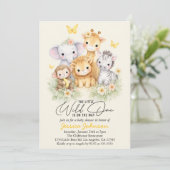 Invitation Cute Wild One Safari Animals e Baby Shower  (Debout devant)