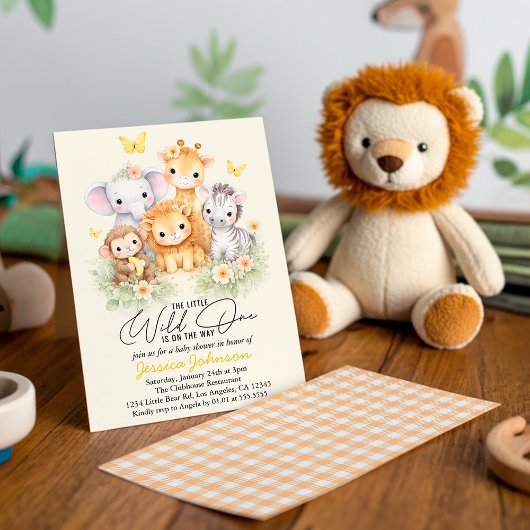 Invitation Cute Wild One Safari Animals e Baby Shower 