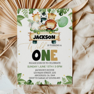 Invitation Cute Wild One Safari Animaux Anniversaire Invitati