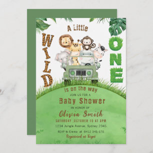Invitation Cute Wild One Safari Animaux Jungle Baby shower