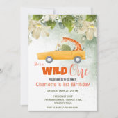 Invitation Cute Wild One Safari Animaux Voiture 1er anniversa (Devant)