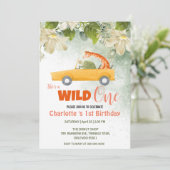 Invitation Cute Wild One Safari Animaux Voiture 1er anniversa (Debout devant)