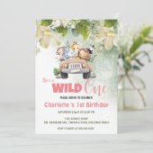 Invitation Cute Wild One safari bébé animal 1er anniversaire (Debout devant)
