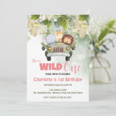 Invitation Cute Wild One Safari voiture animal 1er anniversai (Debout devant)