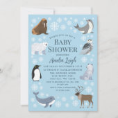 Invitation Cute Winter Animals Baby Shower  (Devant)
